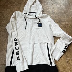 American Eagle men’s S, hoodie, white with black trim